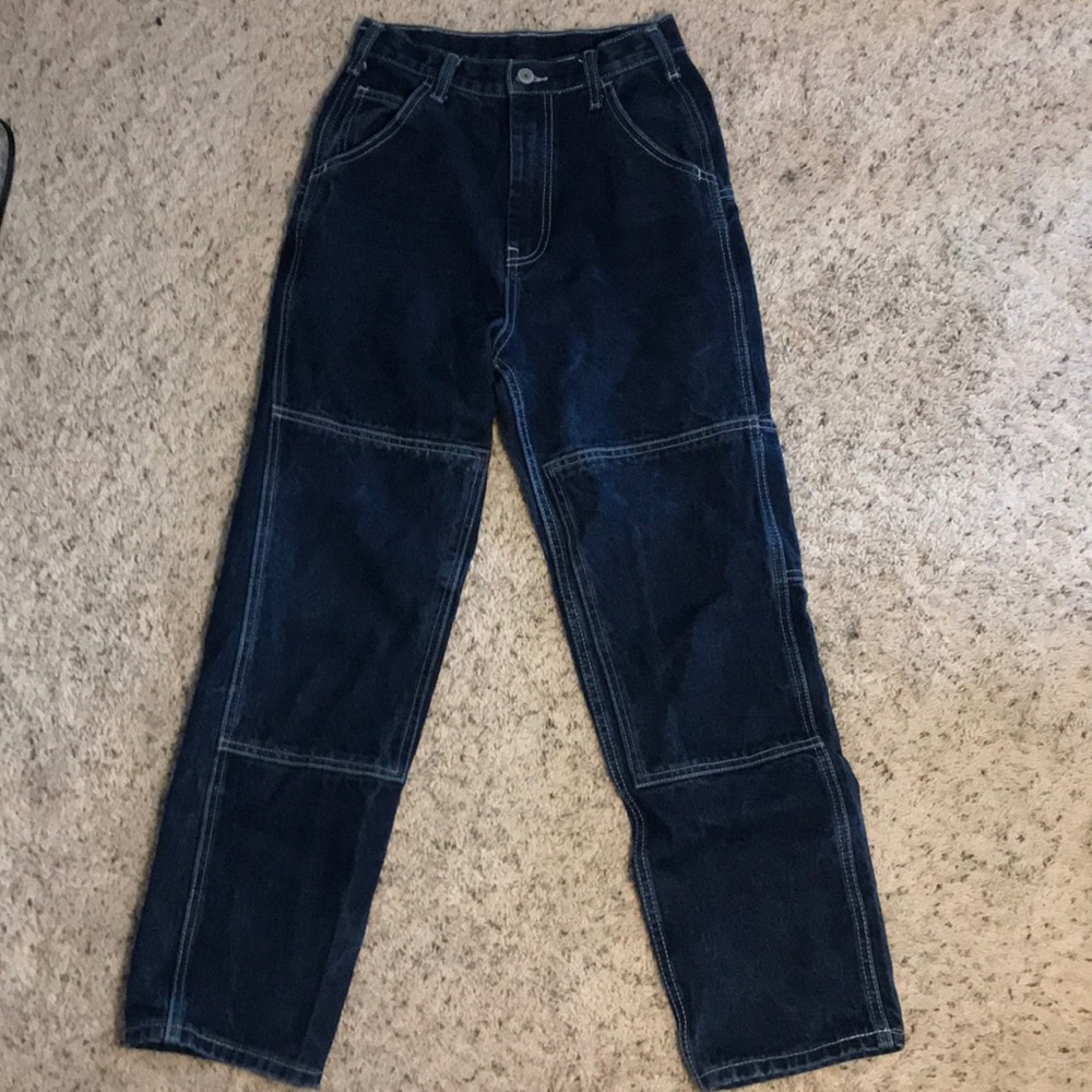 Brandy Melville Blue Jeans with White Stitch